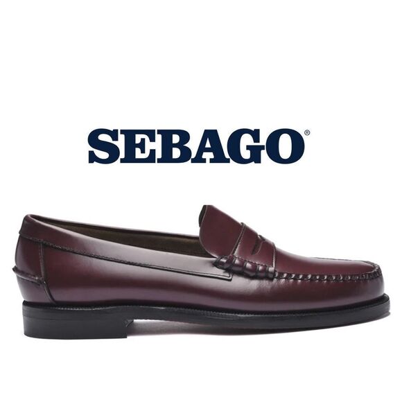 Sebago Classic Dan Leather Penny Loafers - Garnet - Picture 1 of 14